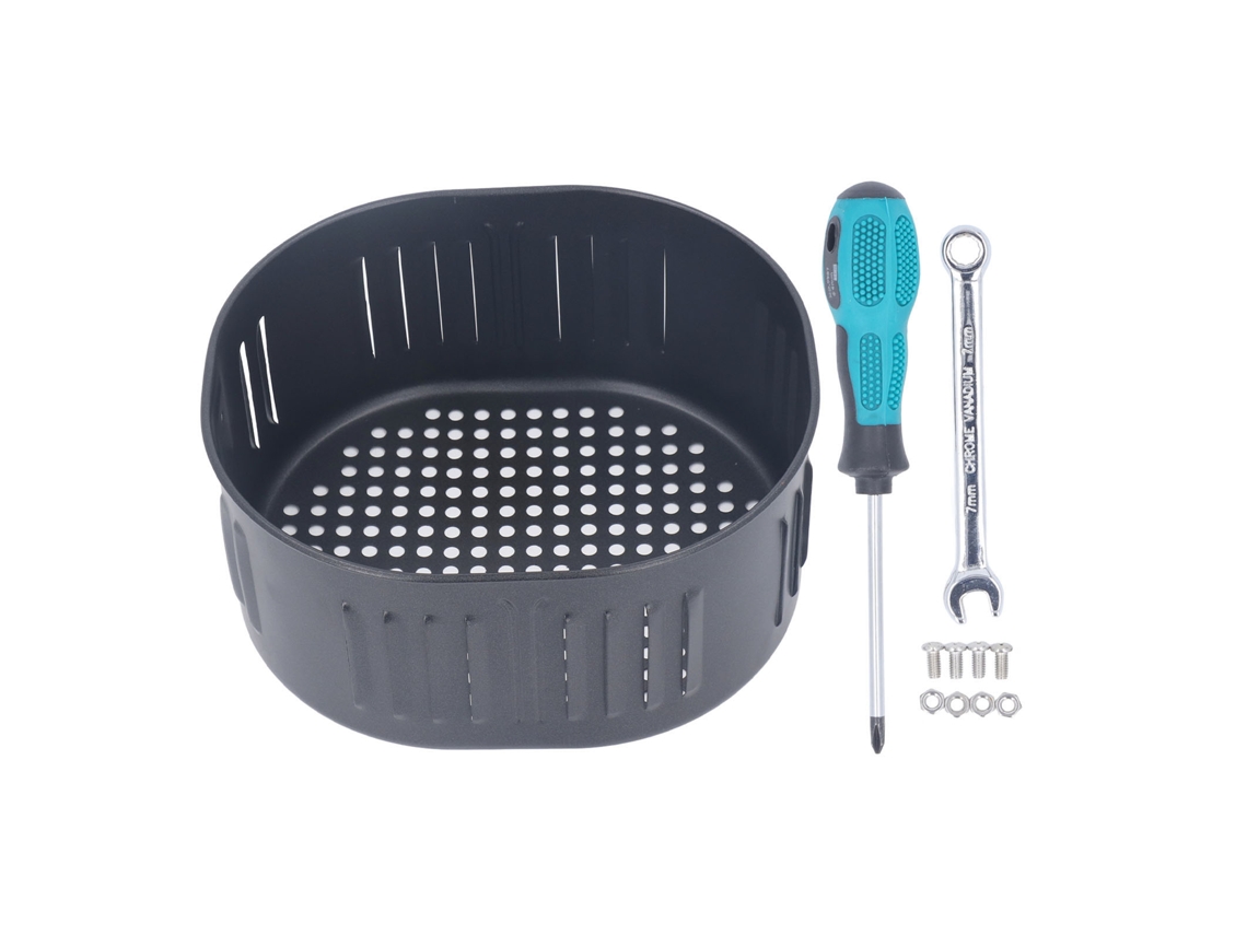 Cesta De Repuesto Para Freidora De 5,5 L, Antiadherente Con Drenaje De Aceite, Color Negro.