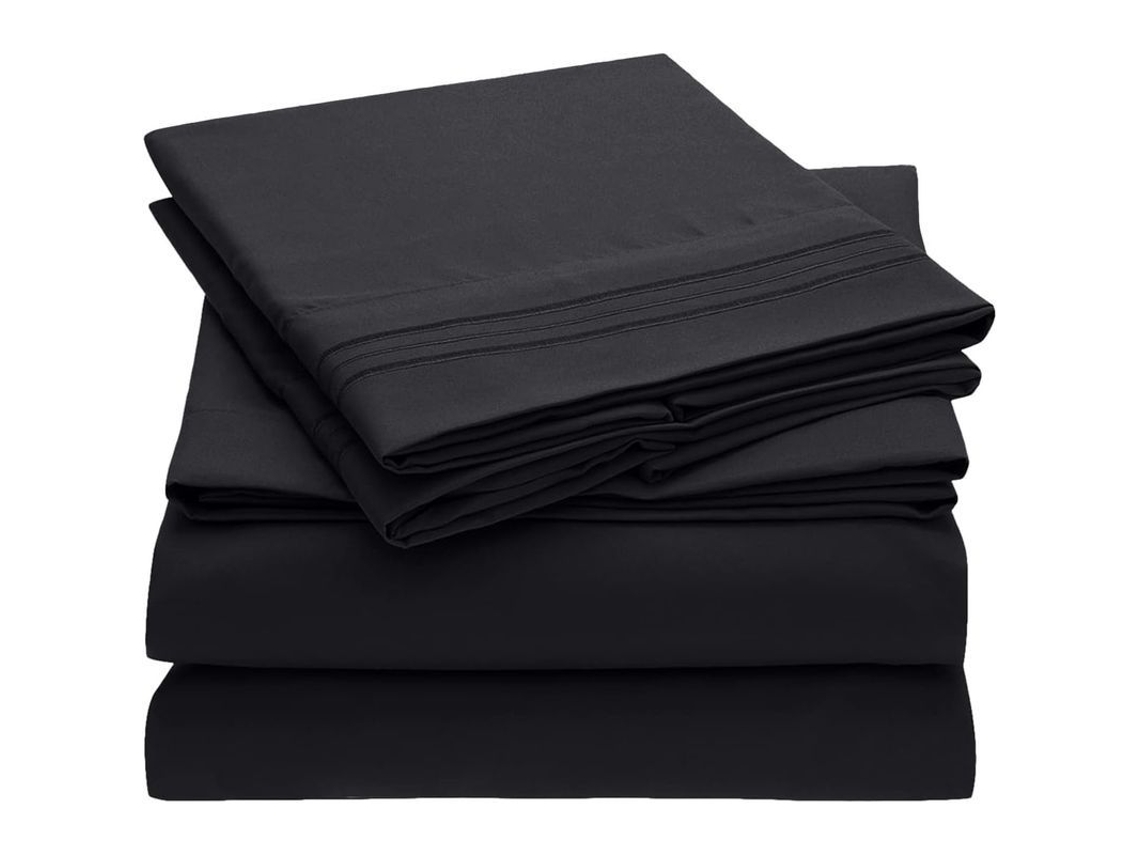 2026-juego De Sábanas 3 Piezas Twin Negro - Resistente A Arrugas, Decoloraciones Y Manchas - 1800 Bedding