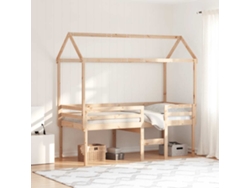 Cama Alta Con Techo Madera Maciza De Pino 90x190 Cm