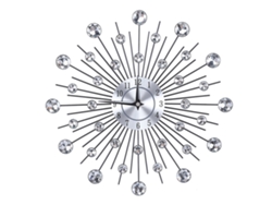Reloj De Pared Metálico Plateado Con Forma De Flor Y Brillo Decorativo Para Sala De Estar Y Oficina.