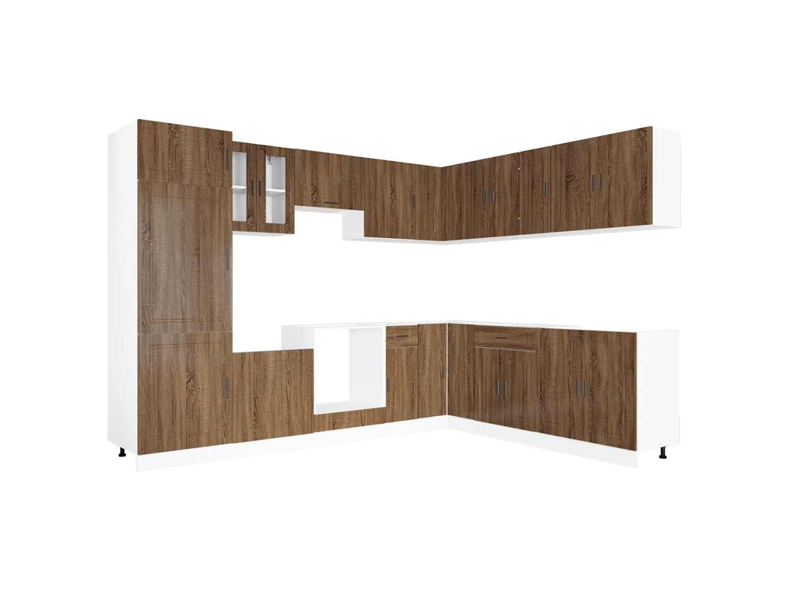 Maison Exclusive - Mueble Cocina Porto Roble Marrón 14 Pzas Madera Contrachapada
