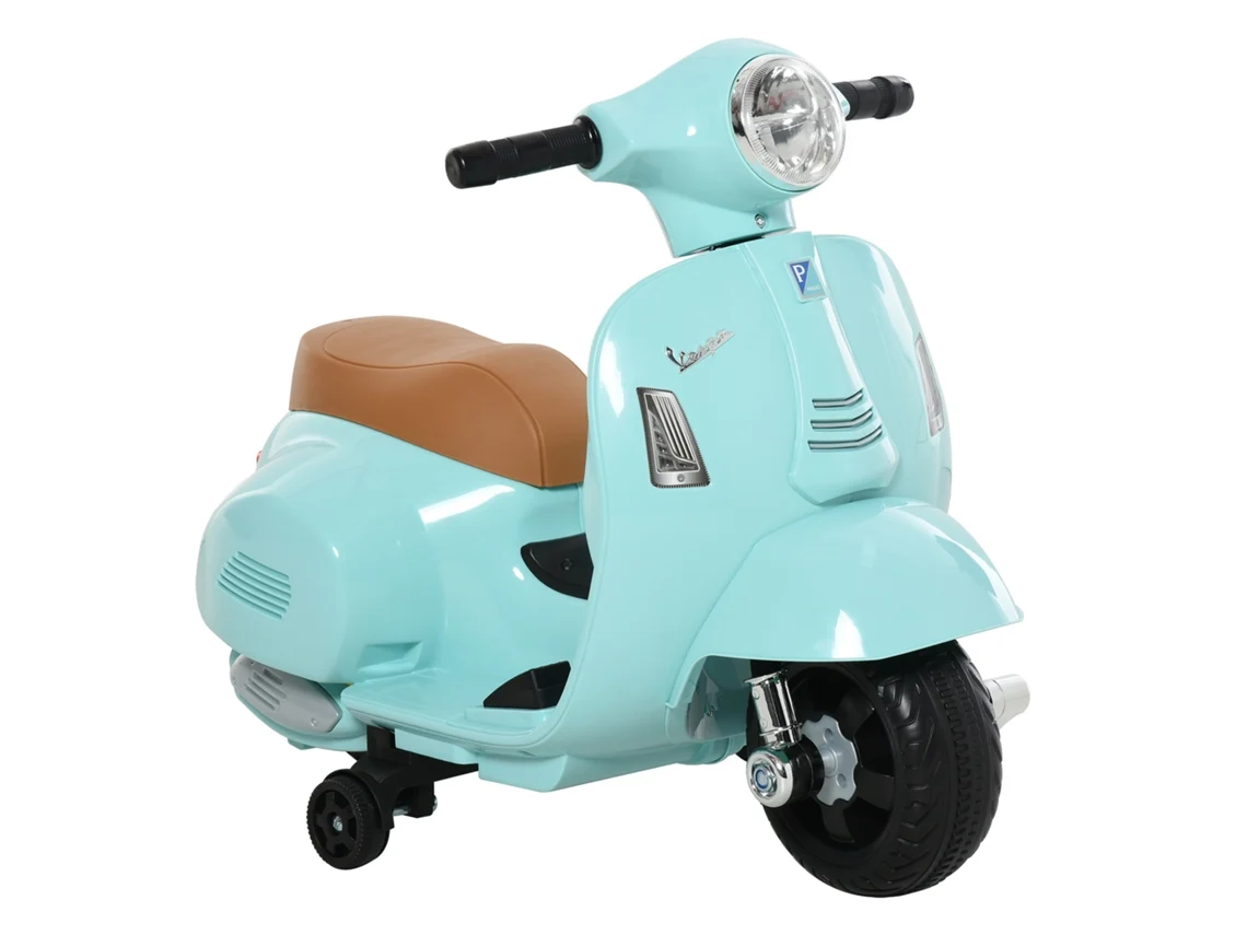 Motocicleta Vespa Infantil Con Faro, Claxon, 4 Ruedas, Eléctrica, Verde.