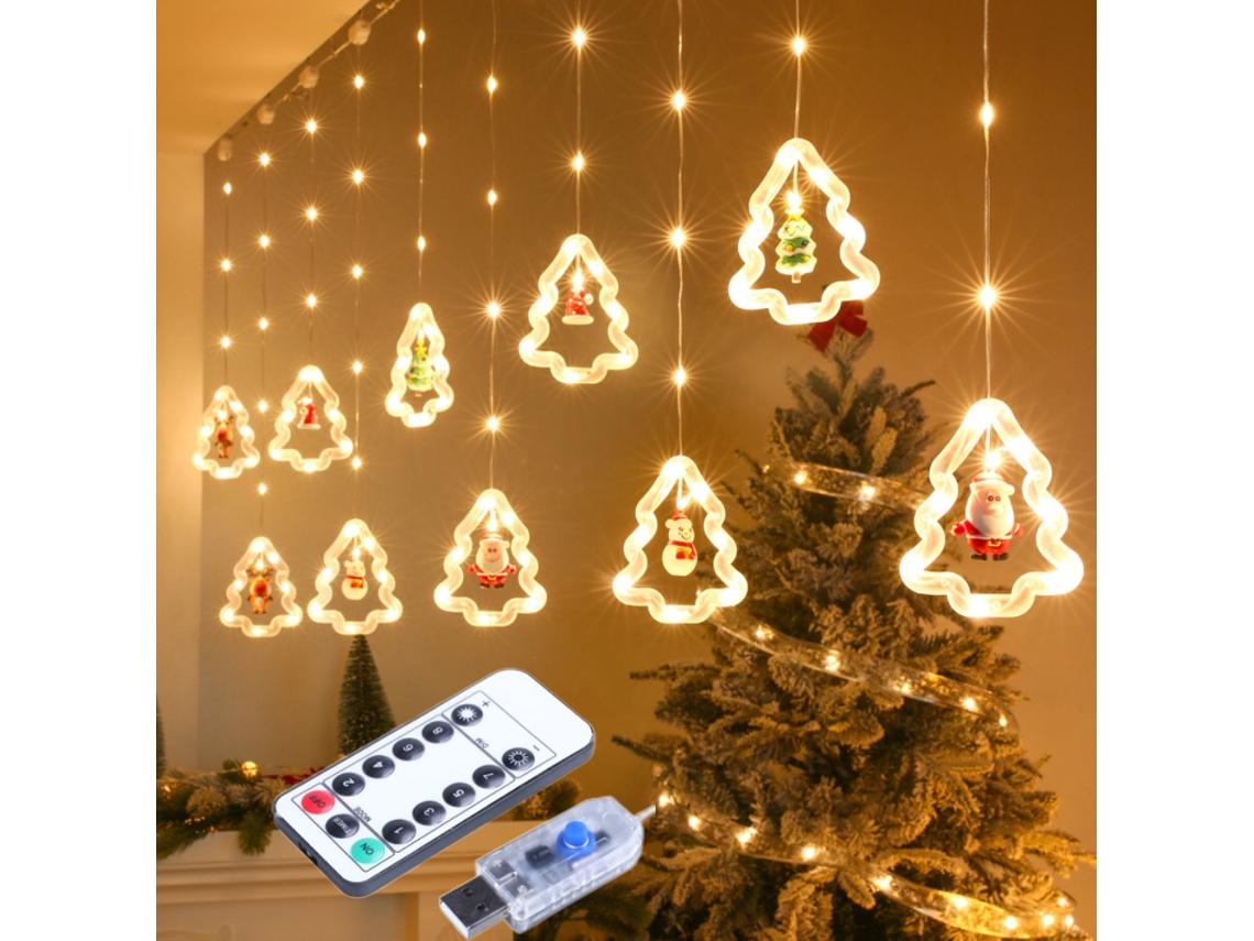 Luces De Navidad Hada Led Estrella Árbol De Navidad Muñeco De Nieve Santa Luces De Cadena Para Decoración Interior Exterior Fiesta Boda Día Festivo