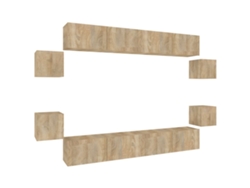 Pack Muebles de Armario Tv 8 Pzs Madera Procesada Roble Sonoma