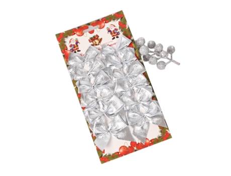Lazos navideños Festival Bowknot Decoraciones para árboles de Navidad (plata)