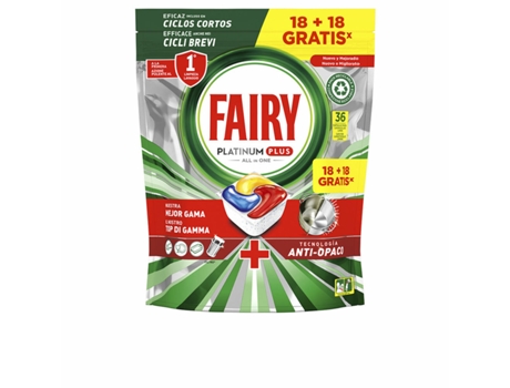 Pastillas para Lavavajillas FAIRY Platinum Plus (36 Unidades)