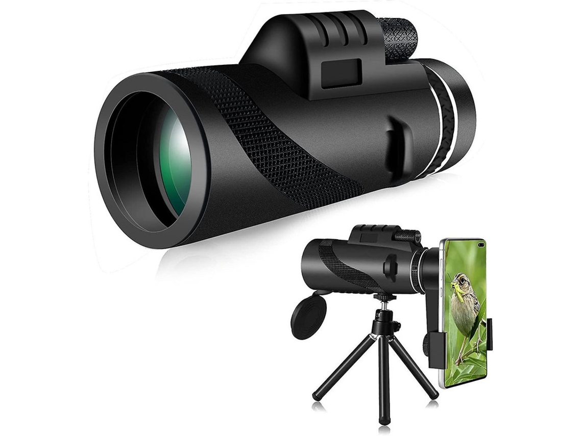 Telescopio monocular 40x60 HD IP68, adaptador para smartphone, trípode para caza, conciertos, fútbol, negro, Yizhood