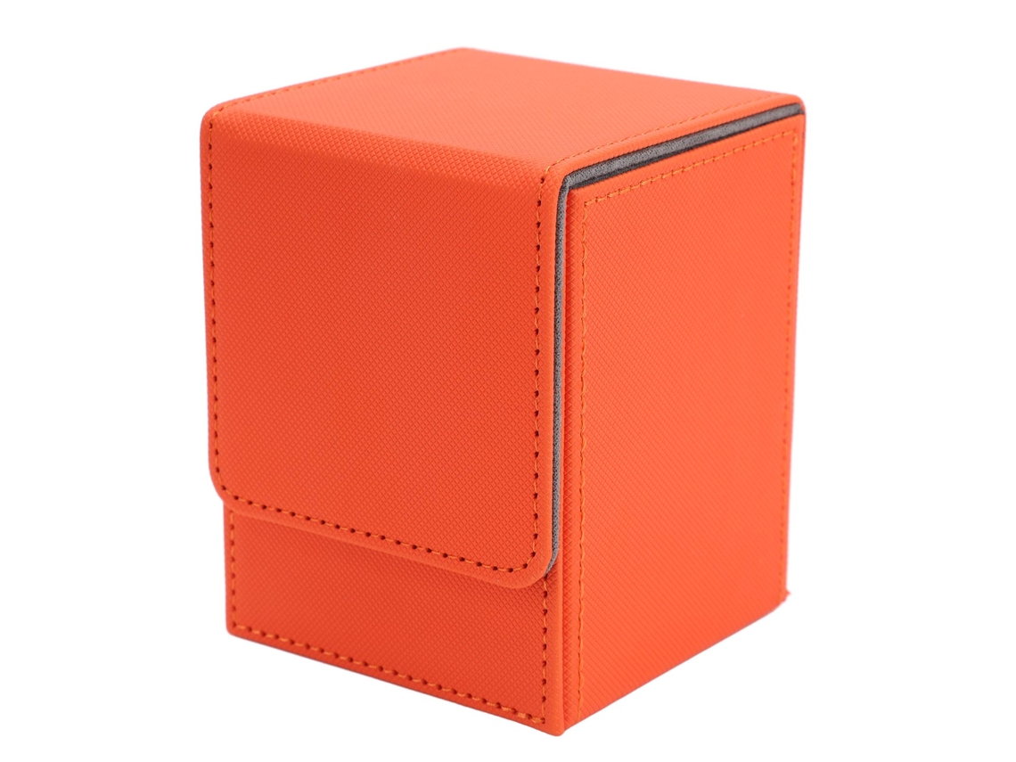 Omni-caja Magnética De Tarjetas Con Cuero Pu Resistente A Rasguños Para 100 Tarjetas De Juego Vertical Naranja
