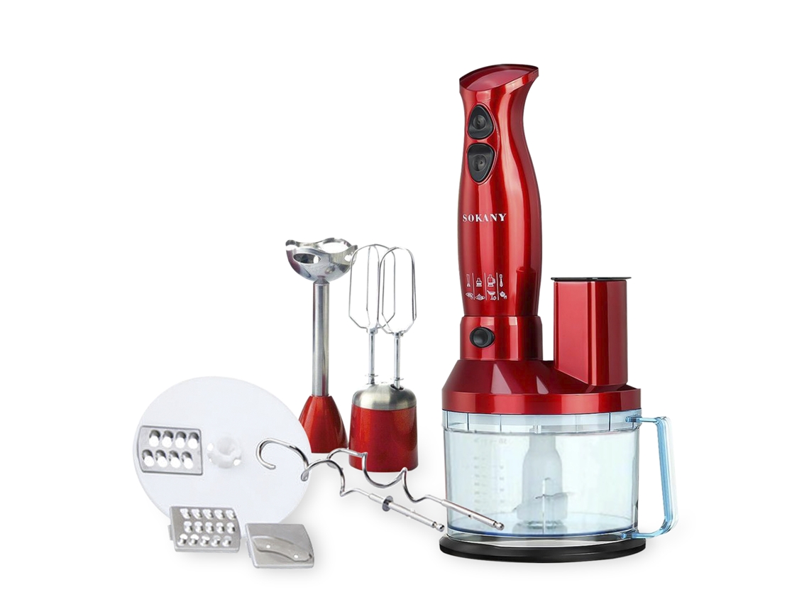Robot de cocina portátil 9 en 1, 700 W, multifunción: mezcla, tritura y bate. Doble velocidad. Diseño ergonómico exclusivo.
