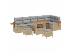 Maison Exclusive - Conjunto De Sofás De Jardín 9 Pcs Beige Ratán Sintético