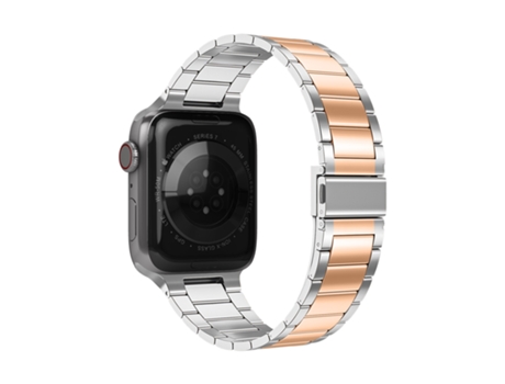 Correa Apple Watch 41mm / 40mm y 38mm Eslabones en Acero Plata / Rosado AVIZAR