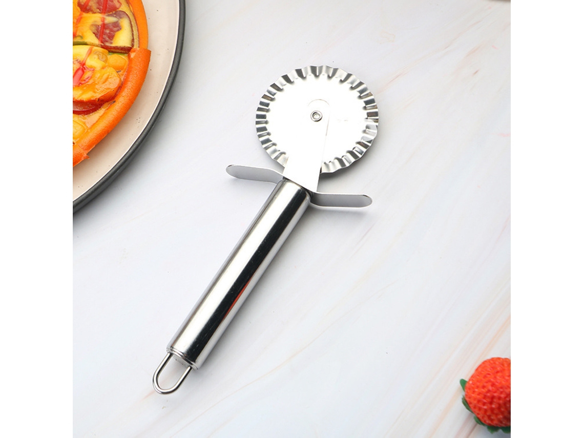 Facinha De Pizza De Aço Inoxidável Com Roda Dentada, Para Cortar Pizzas Com Crosta Decorativa.