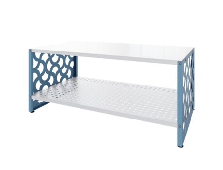 Mesa Auxiliar Multifuncional para Sala, Dormitorio o Cocina - Mesa de TV, Mesa Auxiliar (Azul y Blanco - 40 x 50 x 90 cm) DOMÍNIO METÁLICO DOMÍNIO ...