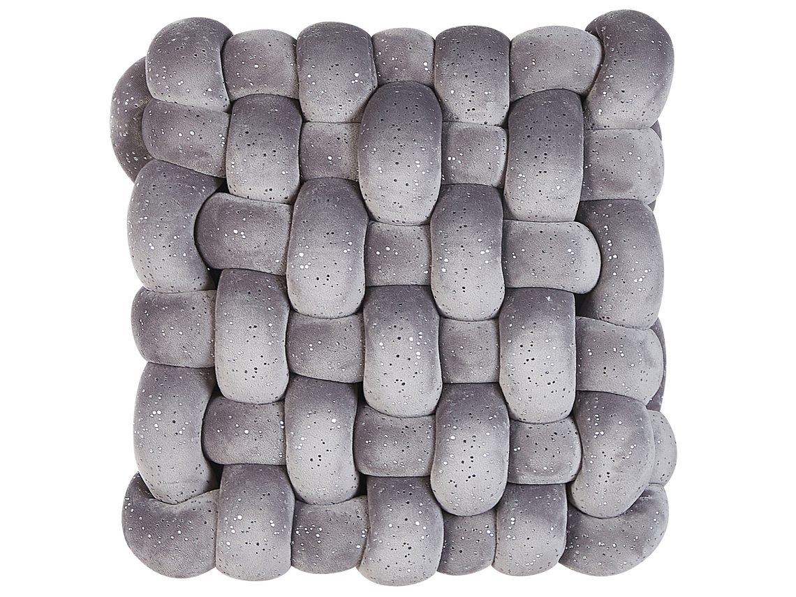 Cojín decorativo BELIANI Sirali de Terciopelo Gris 30x30x12