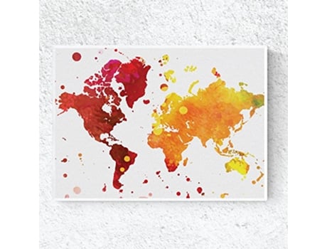 Póster NACNIC Para Enmarcar Mapamundi con Colores Rojos y Amarillos. Marco Negro Marco Blanco