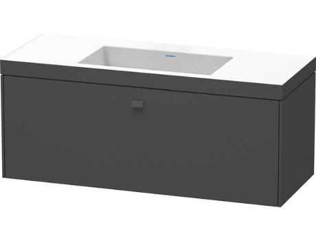 Lavamanos DURAVIT Brioso c-bonded con base mural 120,0x48,0 cm 1 cajón sin rebosadero con banco para grifos sin agujero para grifos