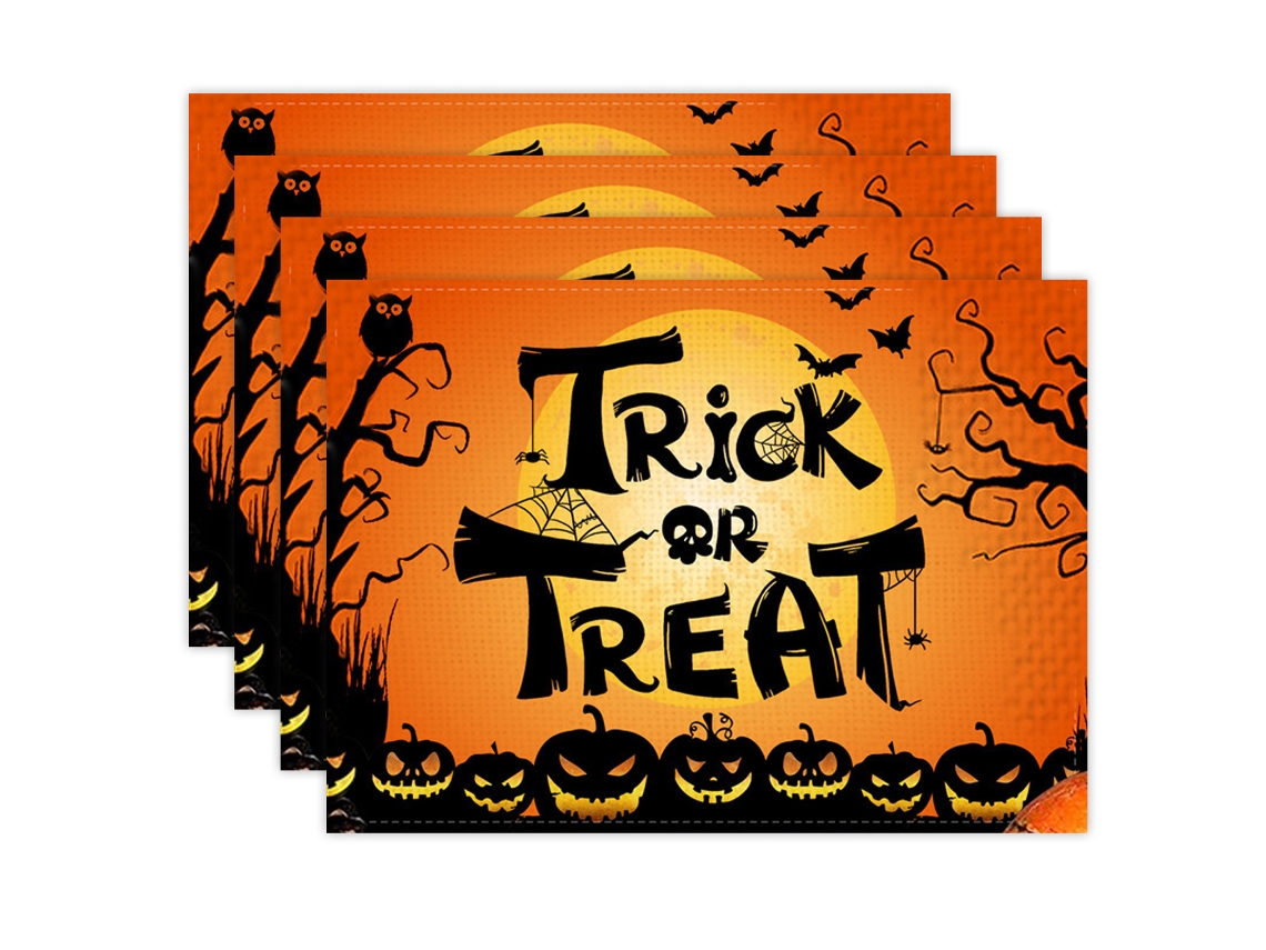 Sousplats de Halloween - Juego de 4 - 12x18 - Decoración de Calavera KOFIHETY