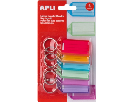 Llaveros APLI Plástico con etiqueta (6 Unidades - Multicolor)