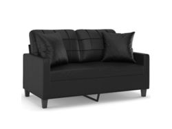 Maison Exclusive - Sofá De 2 Plazas Con Cojines Cuero Sintético Negro 120 Cm