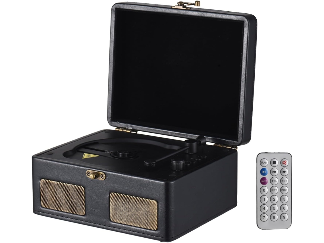 Tocadiscos Retro Multifuncional Tipo Bandeja Con Bluetooth, Reproducción De Audio, Usb Y Cd.