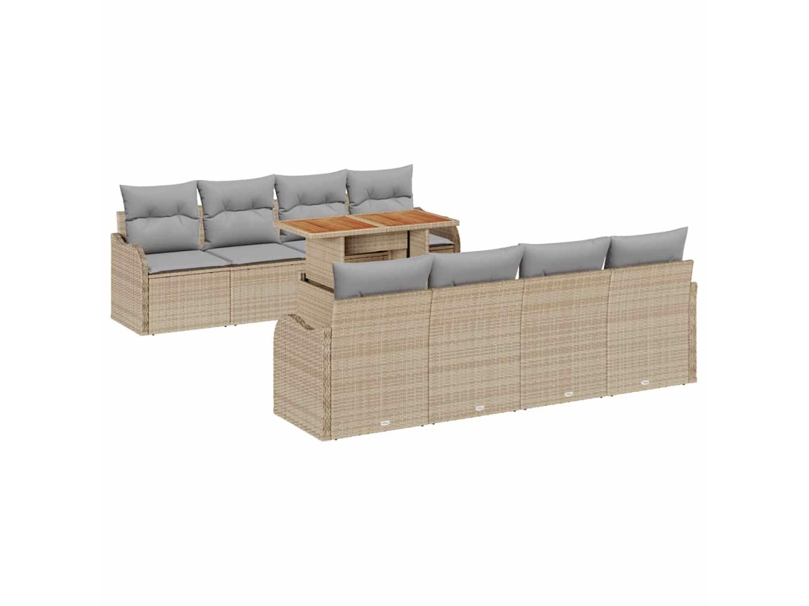 Maison Exclusive - Conjunto De Sofá De Jardín 9 Pcs Beige Poliratán