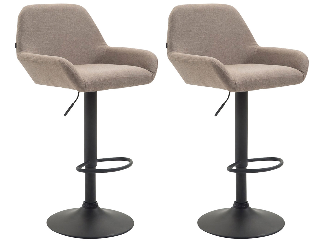 Juego de 2 taburetes de bar en tela Braga gris/negro Clp