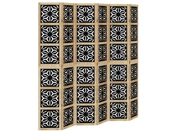 Mampara Separadora de Mampara 6 Paneles Madera Paulownia Marrón y Negro Dic031109 Décoshop2
