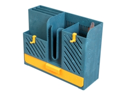 Soporte De Plástico Para Utensilios De Cocina, De Montaje En Pared, Con Drenaje, Organizador Para Palillos De Dientes, Cucharas Y Cuchillos - Azul