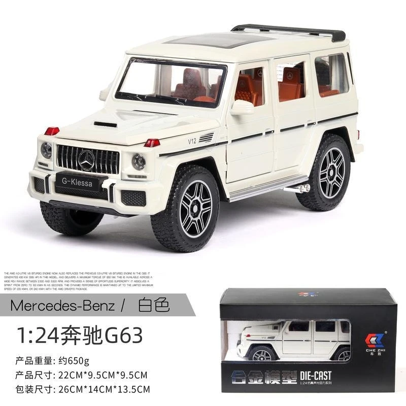 (blanco) Modelo De Vehículo Todoterreno Mercedes-benz G63 Suv A Escala 1:24, Juguete De Fundición A Presión