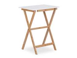 Relaxdays Mesa Plegable, Bambú, 63 X 47,5 X 37 Cm, Ahorra Espacio, Resistente, Mesita Auxiliar Plegable, Blanco-natural