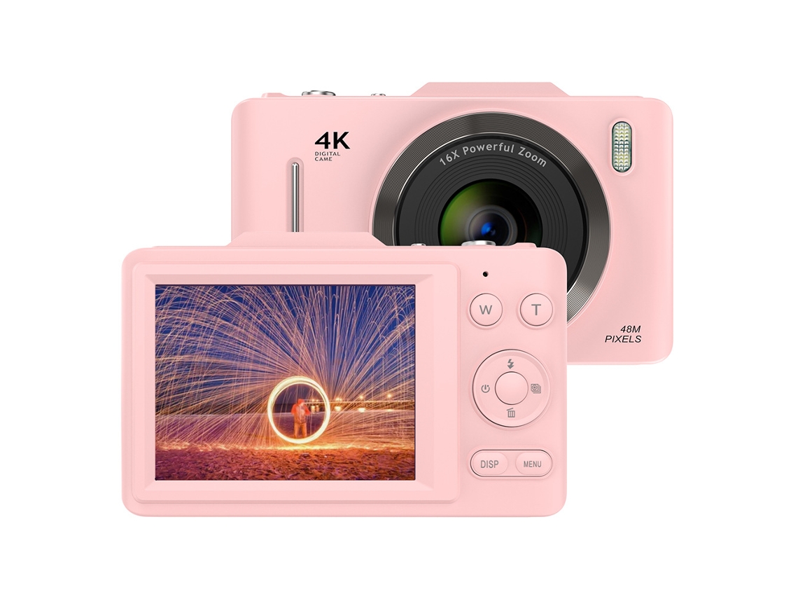 Cámara Digital H16 4k 48mp Pantalla De 2.8 Pulgadas Zoom 16x Antivibración Cámara Compacta Rosa Gertiz