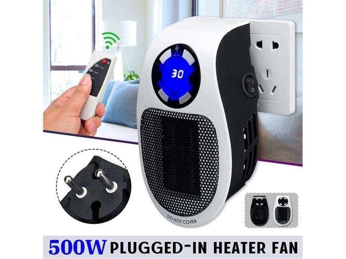 JL Neüfu 500W Mini Calefactor Eléctrico Radiador Enchufe UE Led Control Remoto Blanco - JLAVC824AA1881 S/BRAND