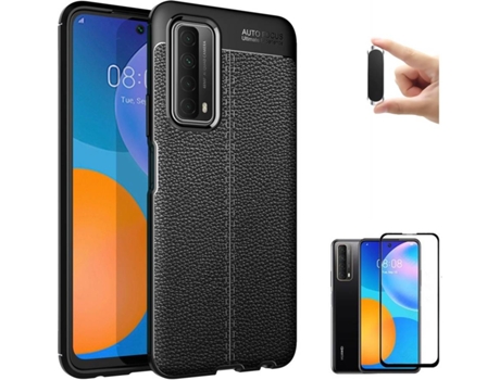 Kit Funda, Protector y Soporte Huawei P Smart 2021 Rugged Leather Negro