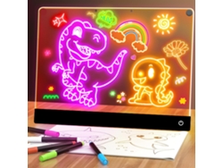 Pizarra de dibujo LED recargable para niños con 7 rotuladores, el regalo perfecto de Navidad, color negro (40 x 30 cm)