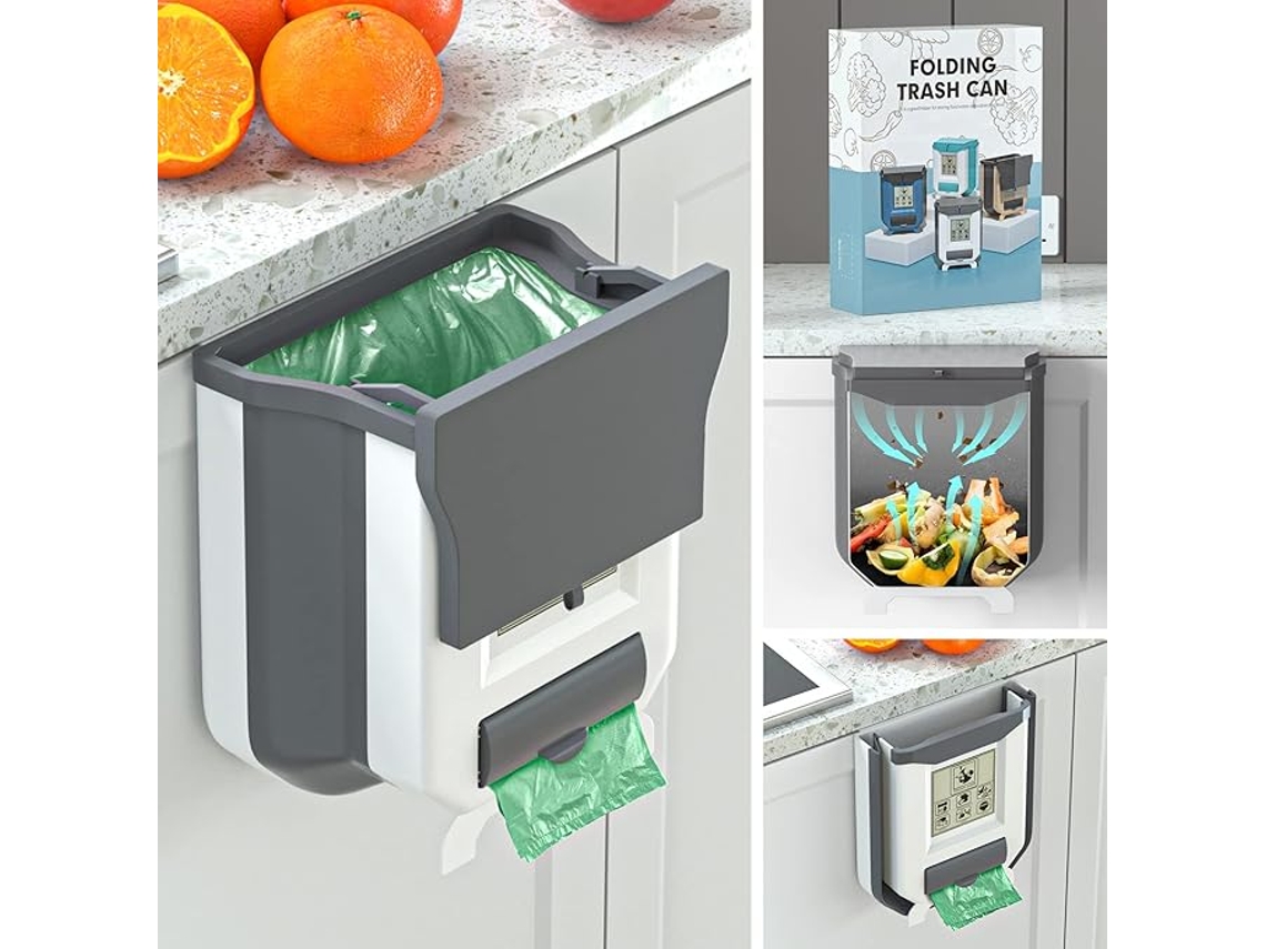 Cubo De Basura Plegable Para Colgar, Con Tapa, Ideal Para La Cocina, Acampadas, El Coche, El Baño Y La Oficina