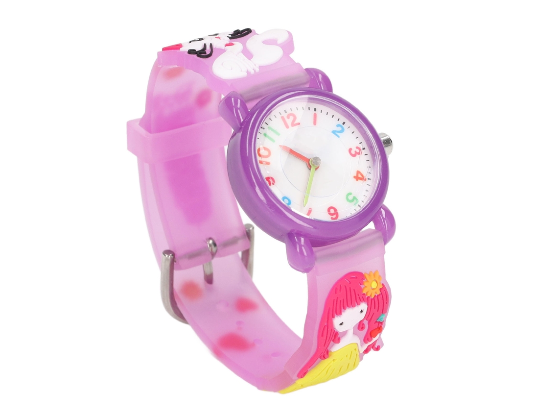 2026-relojes Para Niños 3d Cartoons Impermeables Silicona Gatito Patrón Niñas 3-8 Años Morado