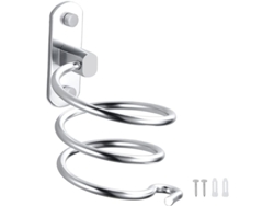 Soporte De Pared De Aluminio Para Secador De Pelo Con Soporte Para Cable, Ideal Para Baño, Cocina Y Accesorios - Plateado