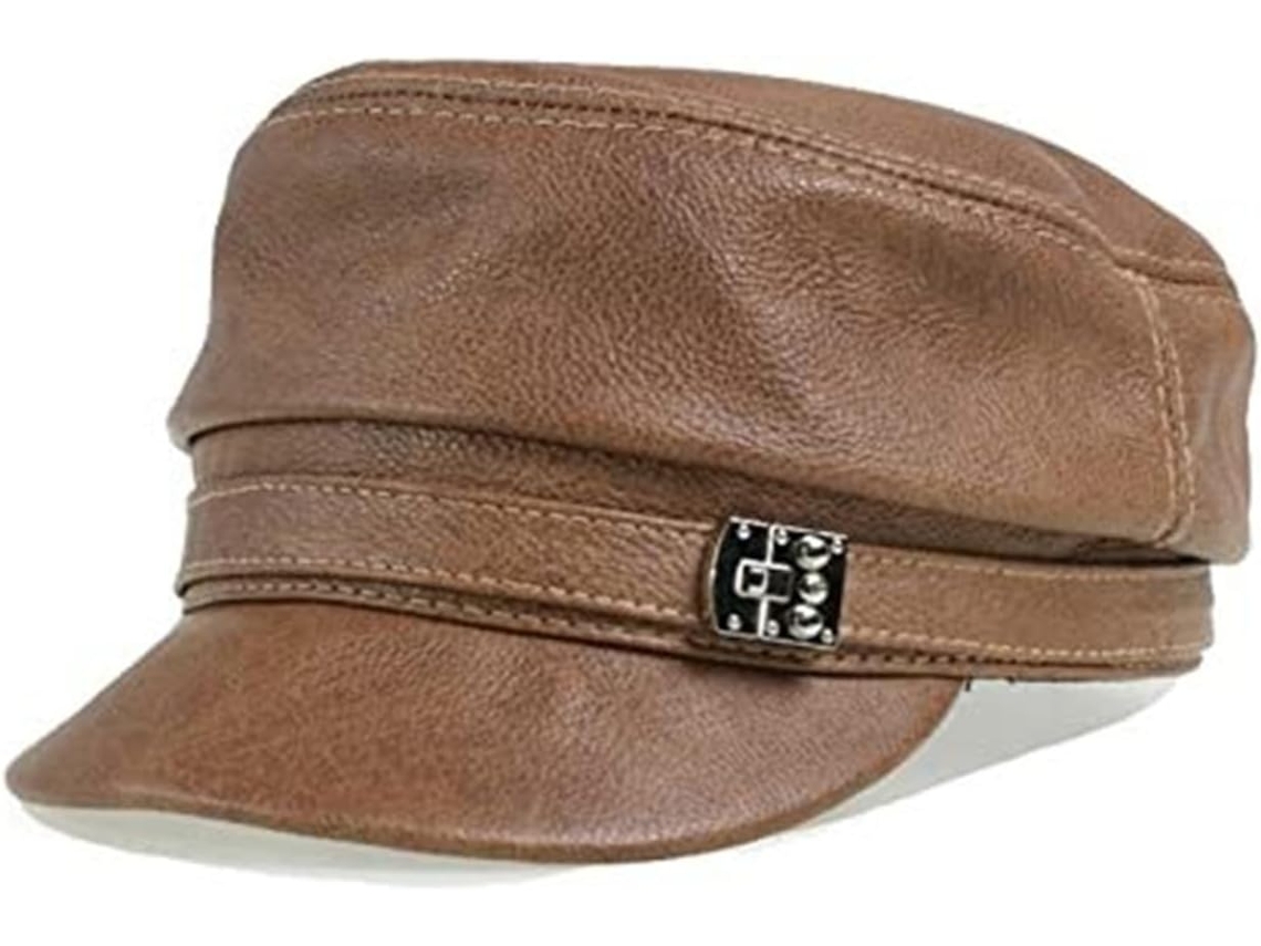 Casquette De Baseball En Cuir Veritable For Homme - Chapeau Ajustable Camel, Xxl(xx-large Camel)