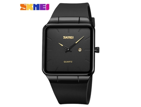 Relojes cuadrados para hombres Reloj de pulsera de cuarzo analógico de moda informal resistente al agua, carcasa negra y superficie negra LUUCOZK