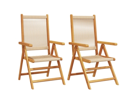 Conjunto 2 Silla De Jardín VIDAXL Beige Madera de acacia