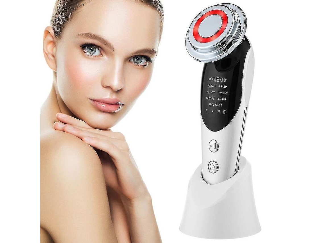 Dispositivo De Belleza Facial 7 En 1 Con Radiofrecuencia, Electroestimulación Muscular Y Luz Led Para Lifting Y Antienvejecimiento - Blanco