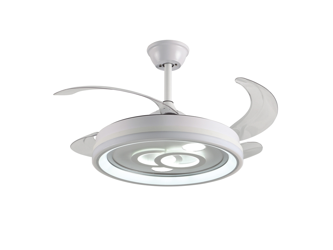 Ventilador de Techo Dafne Blanco 4 Palas Retráctiles 72W Led 3000-4000-6000K Alt.35Xd.108/50Cm FERRIMEX