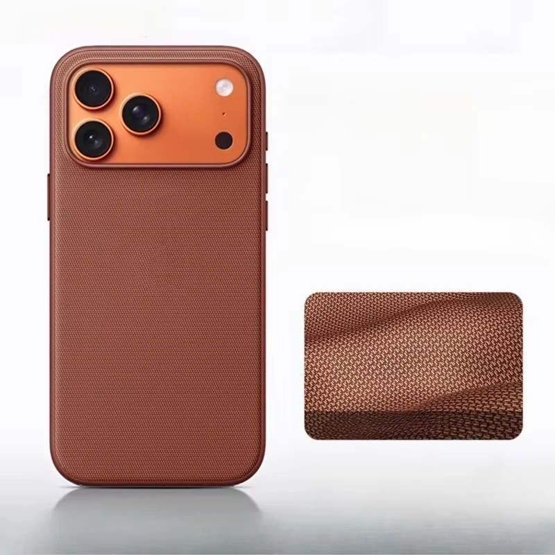 (iphone 15 Marrón) Funda Magnética De Tejido Técnico, Compatible Con Carga Inalámbrica Magsafe