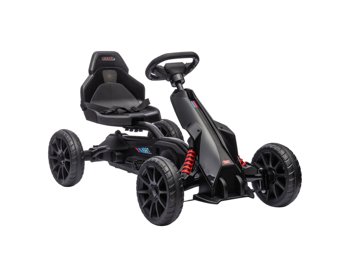 Kart Con Asiento De Pedales, Freno De Mano Ajustable, Para Niños De 3 A 8 Años, Exterior Negro.