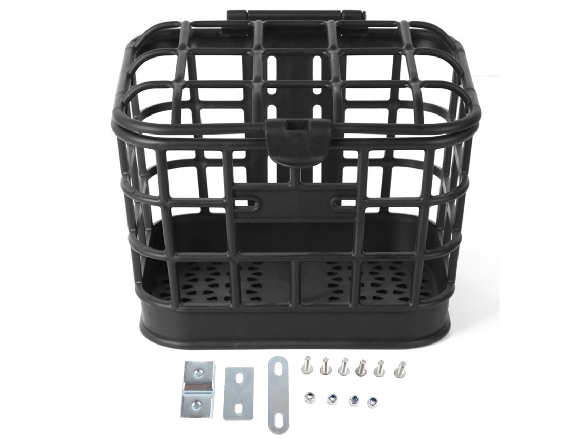 Cesta Delantera Para Bicicleta Con Tapa Desmontable, Gran Capacidad, Antiextrusión, Material De Policarbonato Negro, Para Bicicletas Eléctricas.