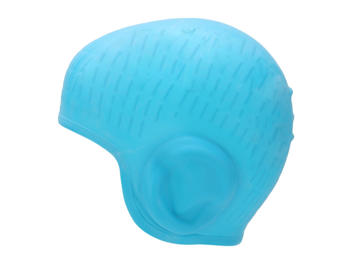 Gorro de natación de silicona para niños, protección auditiva 3D, azul.