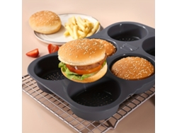 Se Trata De Un Molde Para Hamburguesas De Silicona Con 6 Compartimentos, Apto Para Horno Y Con Revestimiento Especial.