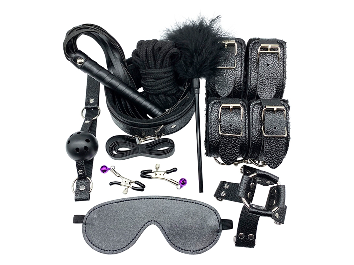 Conjunto De Juguetes Sexuales Para Parejas: Esposas, Parche Ocular, Vibrador Y Tapón Metálico