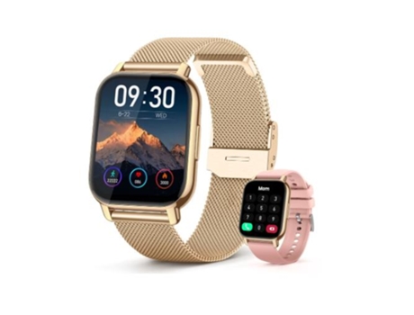 Reloj inteligente para las mujeres , 1.85''HD LCD Bluetooth Smartwatch para Android y iOSgold VEANXIN