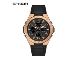 Reloj Electrónico (negro Y Oro Rosa Para Mujer), Reloj Deportivo Resistente Al Agua Para Exteriores, Reloj Electrónico Multifuncional Luminoso.